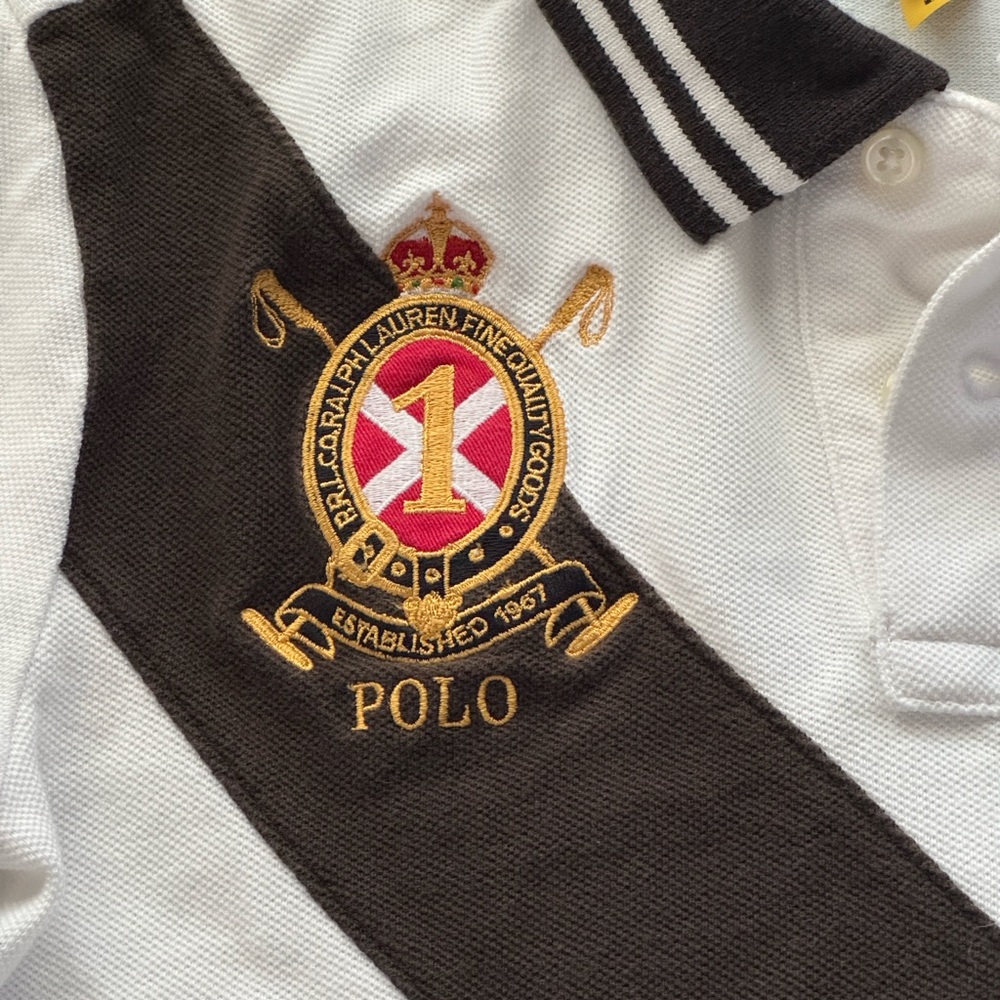 Polo by Ralph Lauren Kids White Polo with Black Stripe - Picture 2 of 8